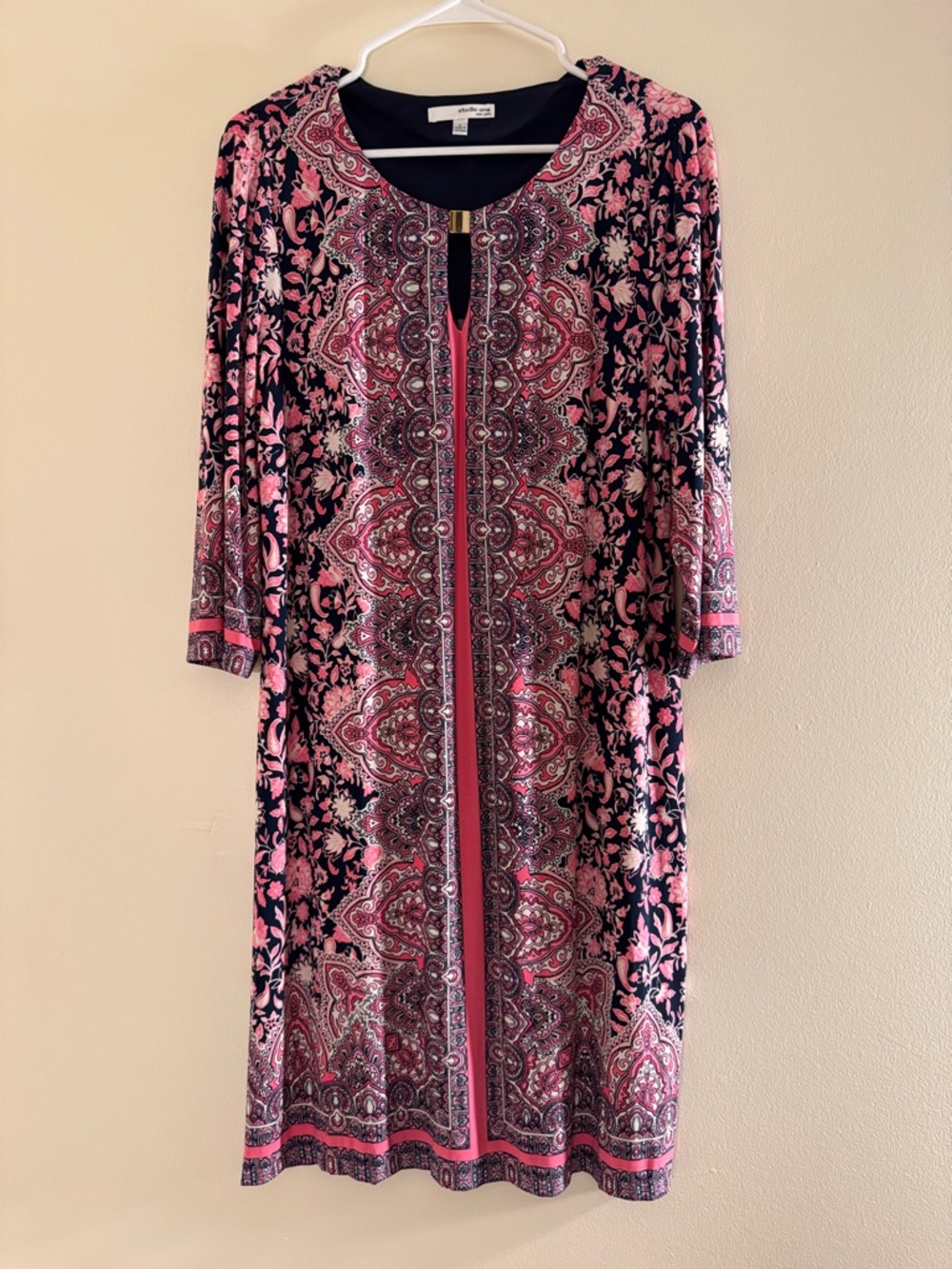 STUDIO ONE Blue & Pink Print Dress